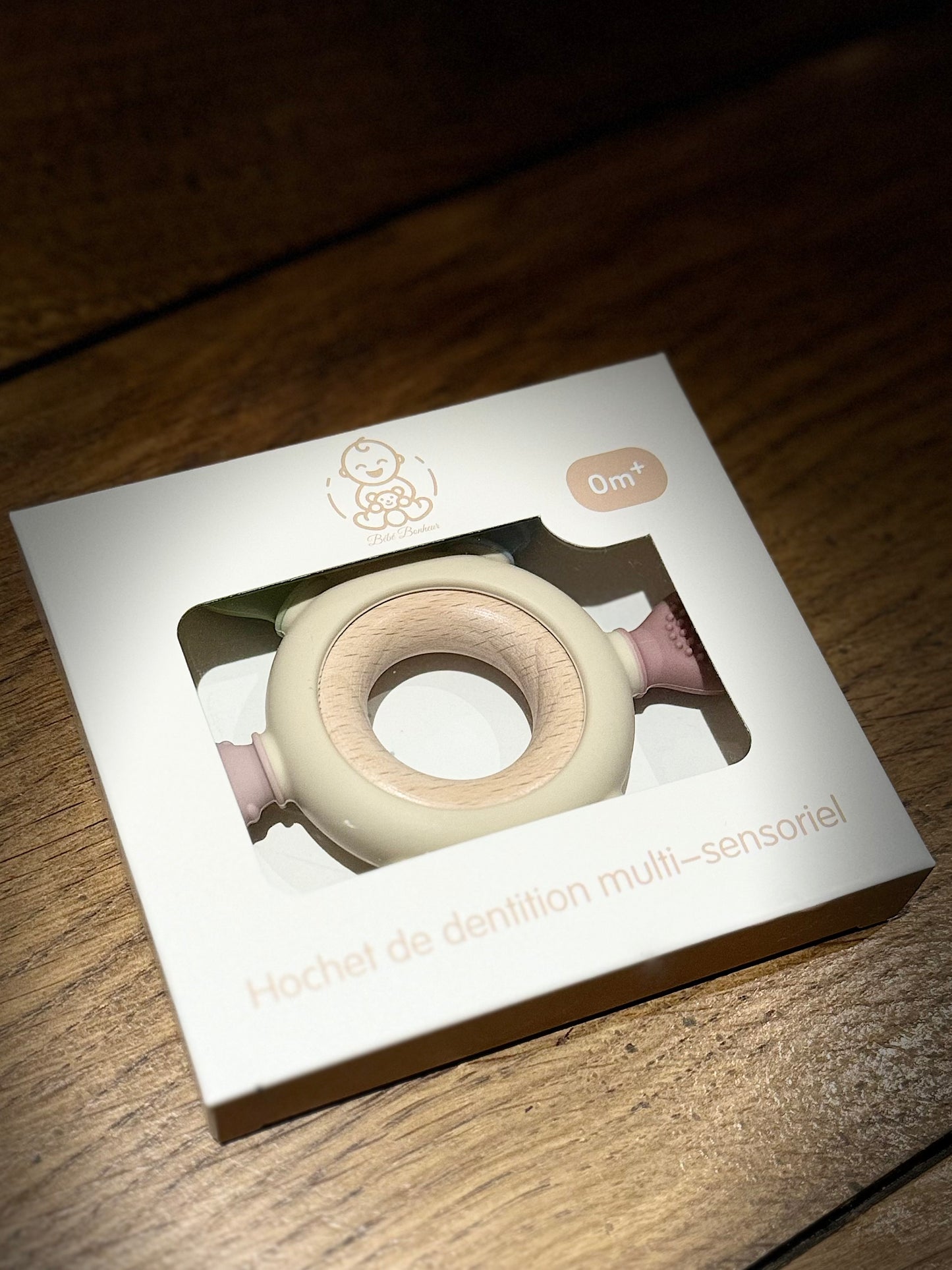 Anneau Dentition multisensoriel bois silicone